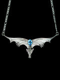 Gothic Dragon Neckpiece with Gemstone - Sterling Silver