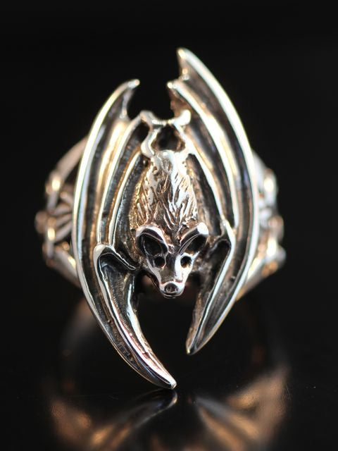 Gothic Bat Ring, sterling silver