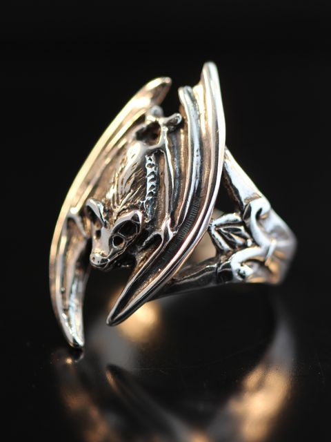 Gothic Bat Ring, sterling silver