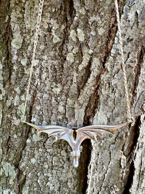 Gothic Dragon Neckpiece with Trillion Citrine