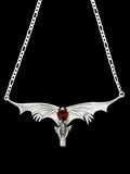 Gothic Dragon Neckpiece with Mozambique Garnet - Sterling Silver
