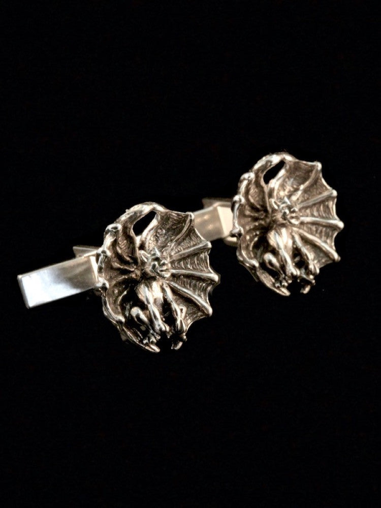 Gothic Gargoyle Cufflinks - Silver