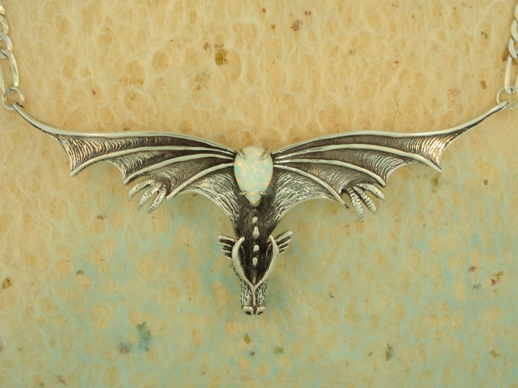 Gothic Dragon Neckpiece with simulated Opal