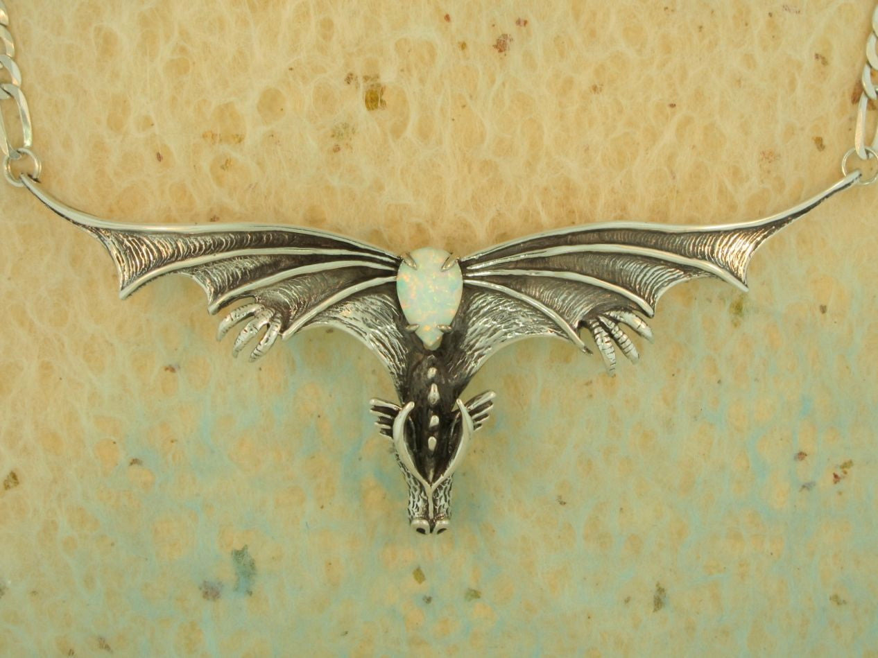 Gothic Dragon Neckpiece with simulated Opal