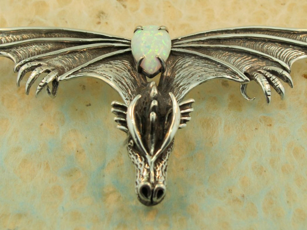 Gothic Dragon Neckpiece with simulated Opal