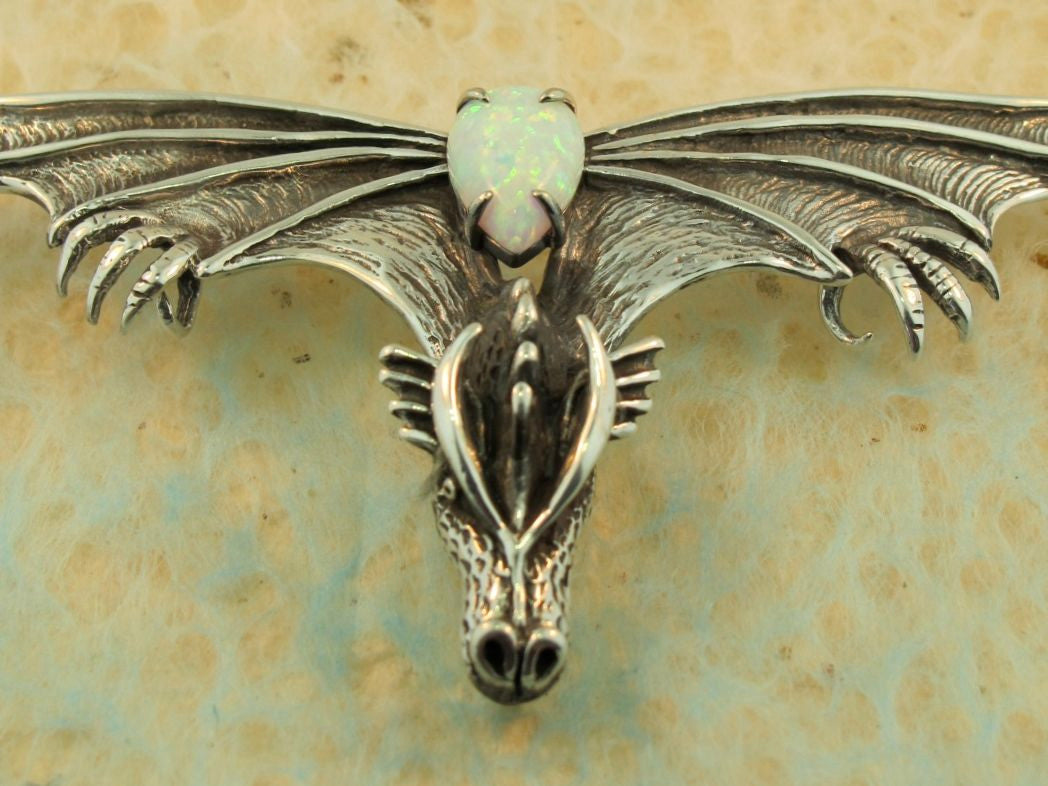 Gothic Dragon Neckpiece with simulated Opal