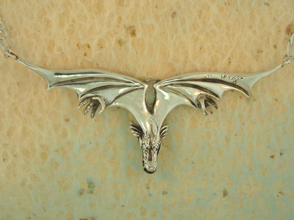 Gothic Dragon Neckpiece with simulated Opal