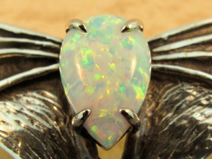 Dragon - Gothic Dragon Neckpiece - Sterling Silver -  Simulated Opal