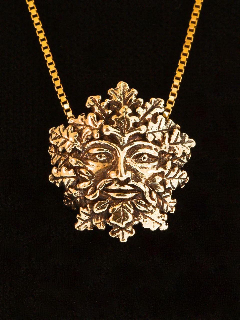 Green Man Pendant - 14K Gold