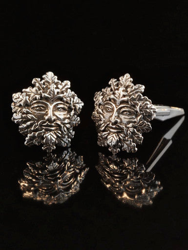Green Man Cufflinks - Silver