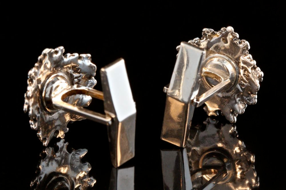 Green Man Cuff Links - Silver