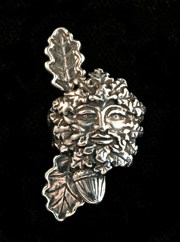 Green Man Ear Cuff in Silver