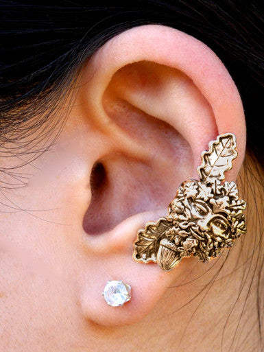 Green Man Ear Cuff - Bronze