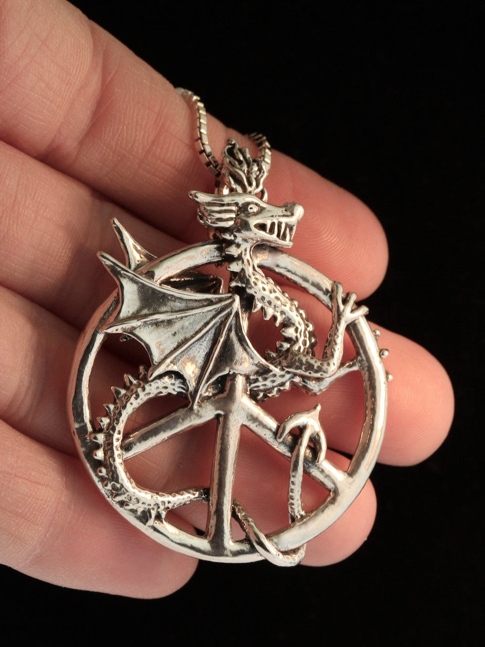Guardian of Peace Dragon Amulet - Silver