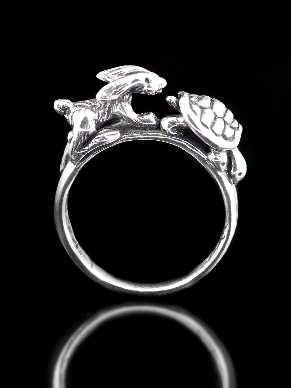 Hare and Tortoise Ring - Silver