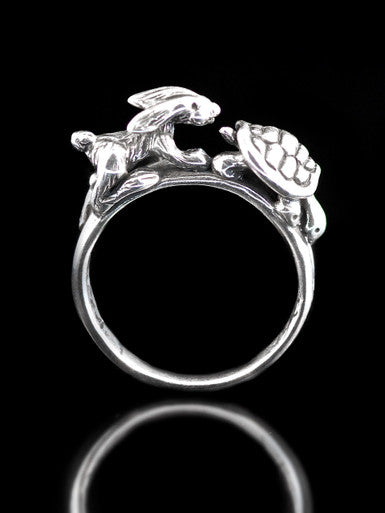 Hare and Tortoise Ring - Silver