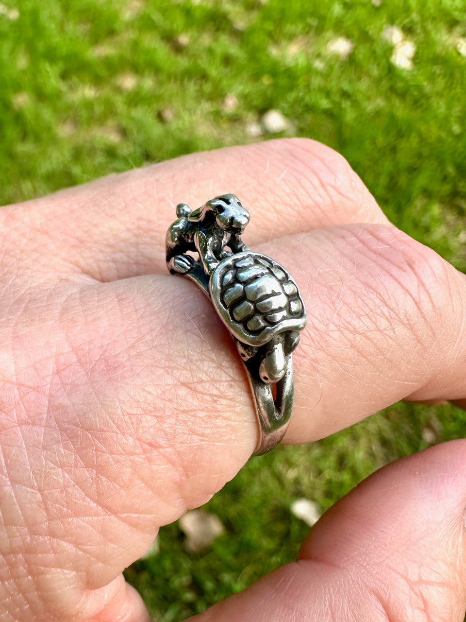Hare and Tortoise Ring - Silver