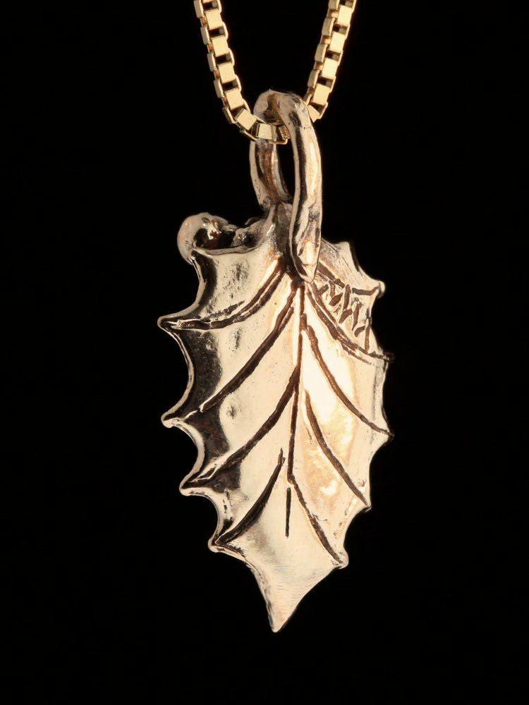 Holly Leaf Charm Necklace - 14k Gold