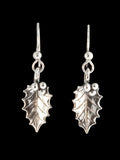 Christmas - Holly Leaf Earrings - Silver
