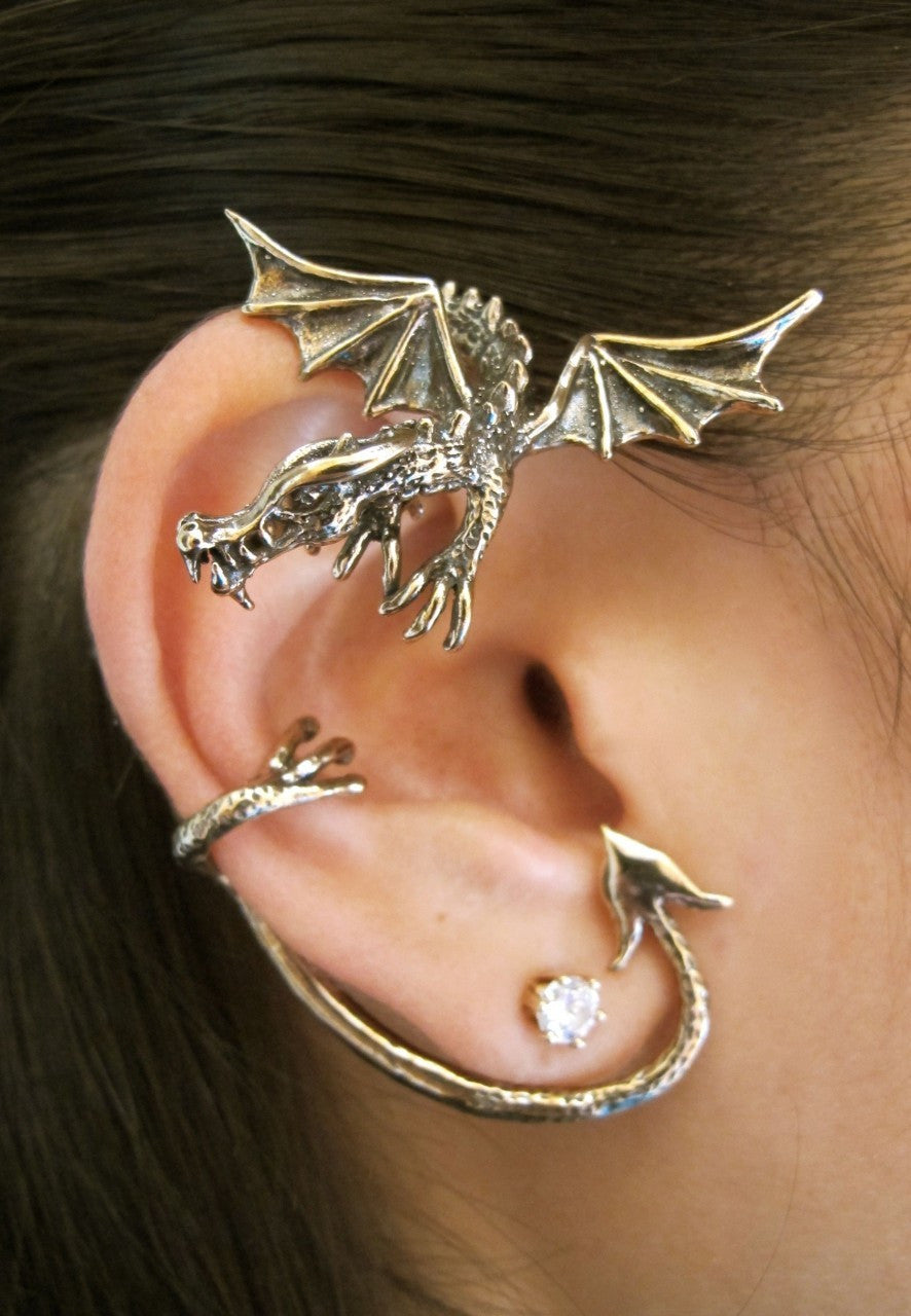 Bronze Guardian Dragon Ear Wrap for the left ear.