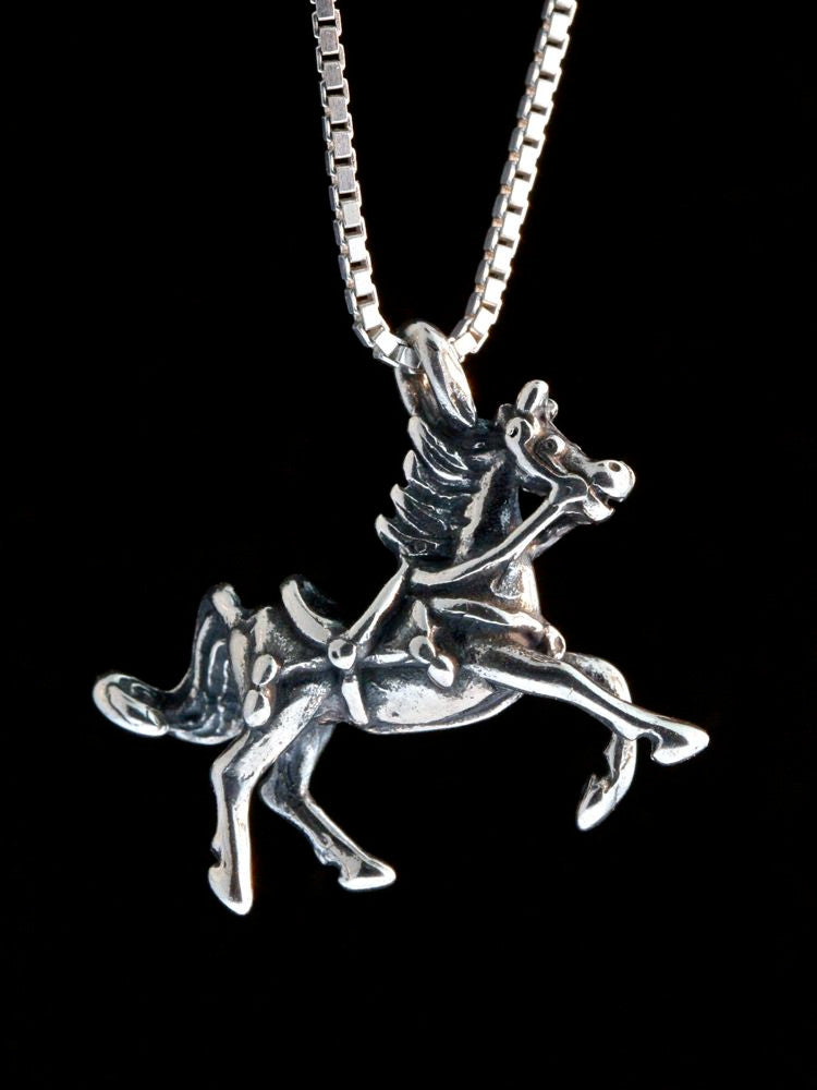 Arabian Nights - Horse With Tack Charm - Silver