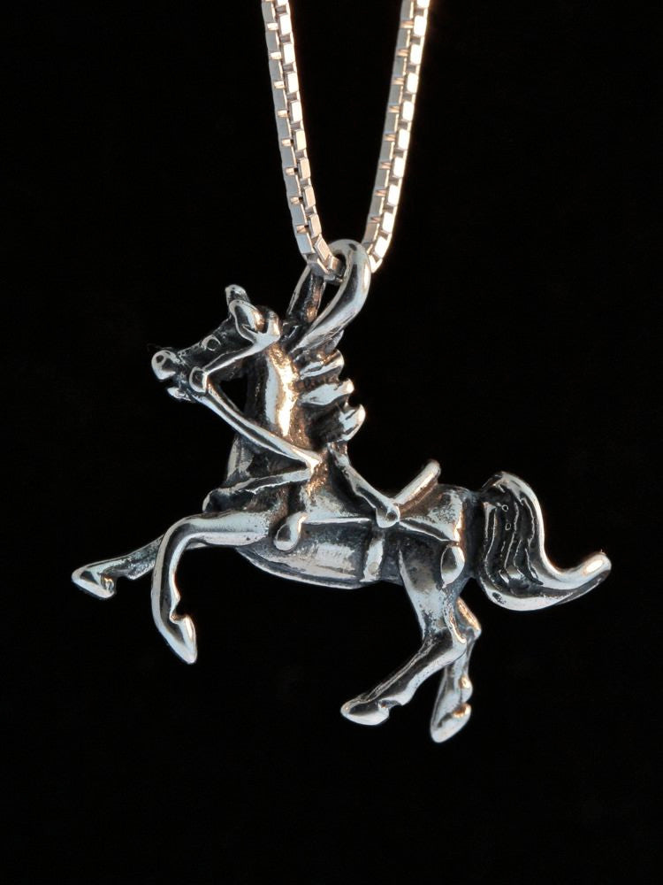 Arabian Nights - Horse With Tack Charm - Silver