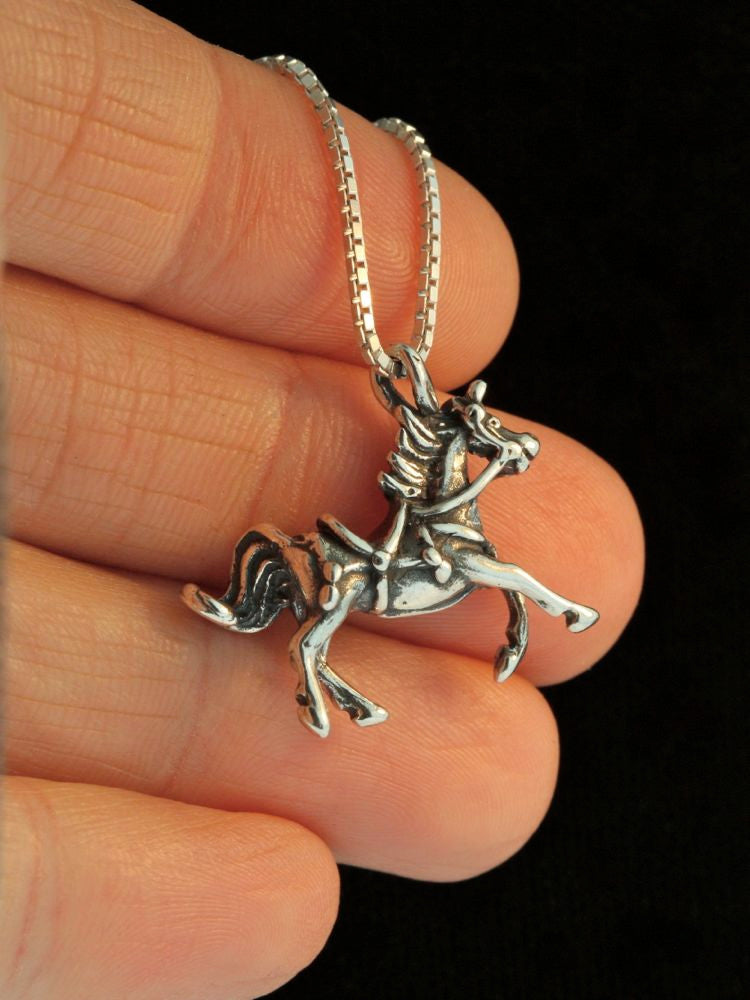 Arabian Nights - Horse With Tack Charm - Silver