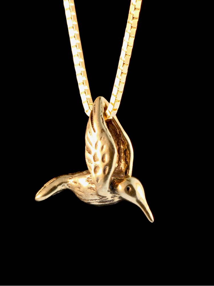 14k  Gold Hummingbird Charm