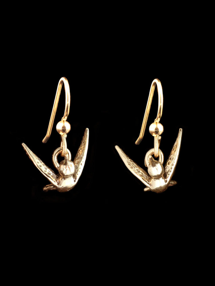 Flitting Humming Bird Earrings - 14K Gold