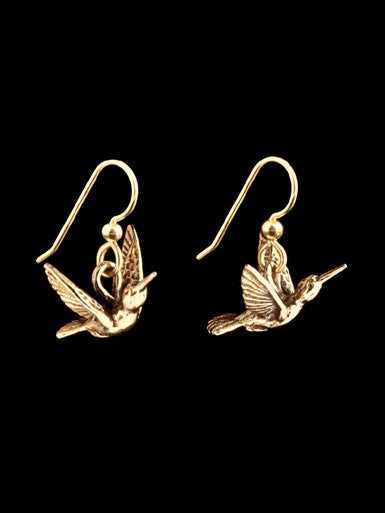 Flitting Hummingbird Earrings - 14K Gold