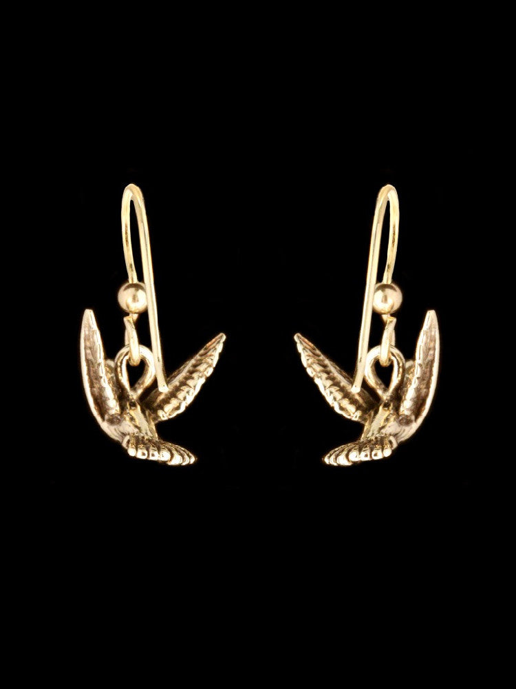 Flitting Humming Bird Earrings - 14K Gold