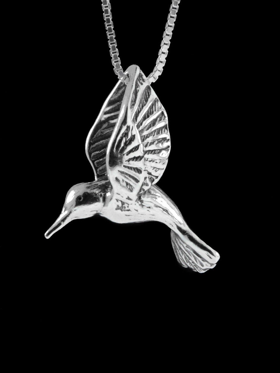 Hummingbird Pendant and Hummingbird Earrings Jewelry Set - Sterling Silver