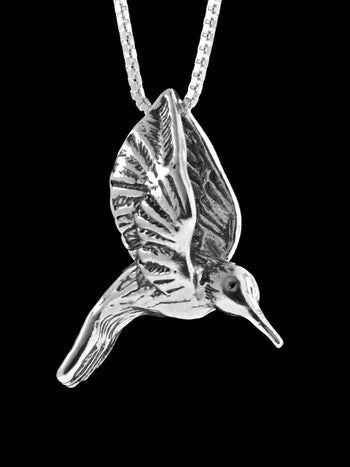Hummingbird Pendant and Hummingbird Earrings Jewelry Set - Sterling Silver