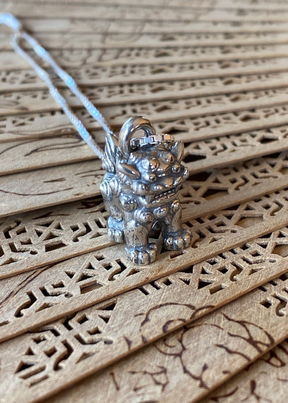 Okinawan Shisa Guardian Charm - Silver