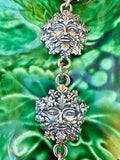 Green Man Link Bracelet - Silver