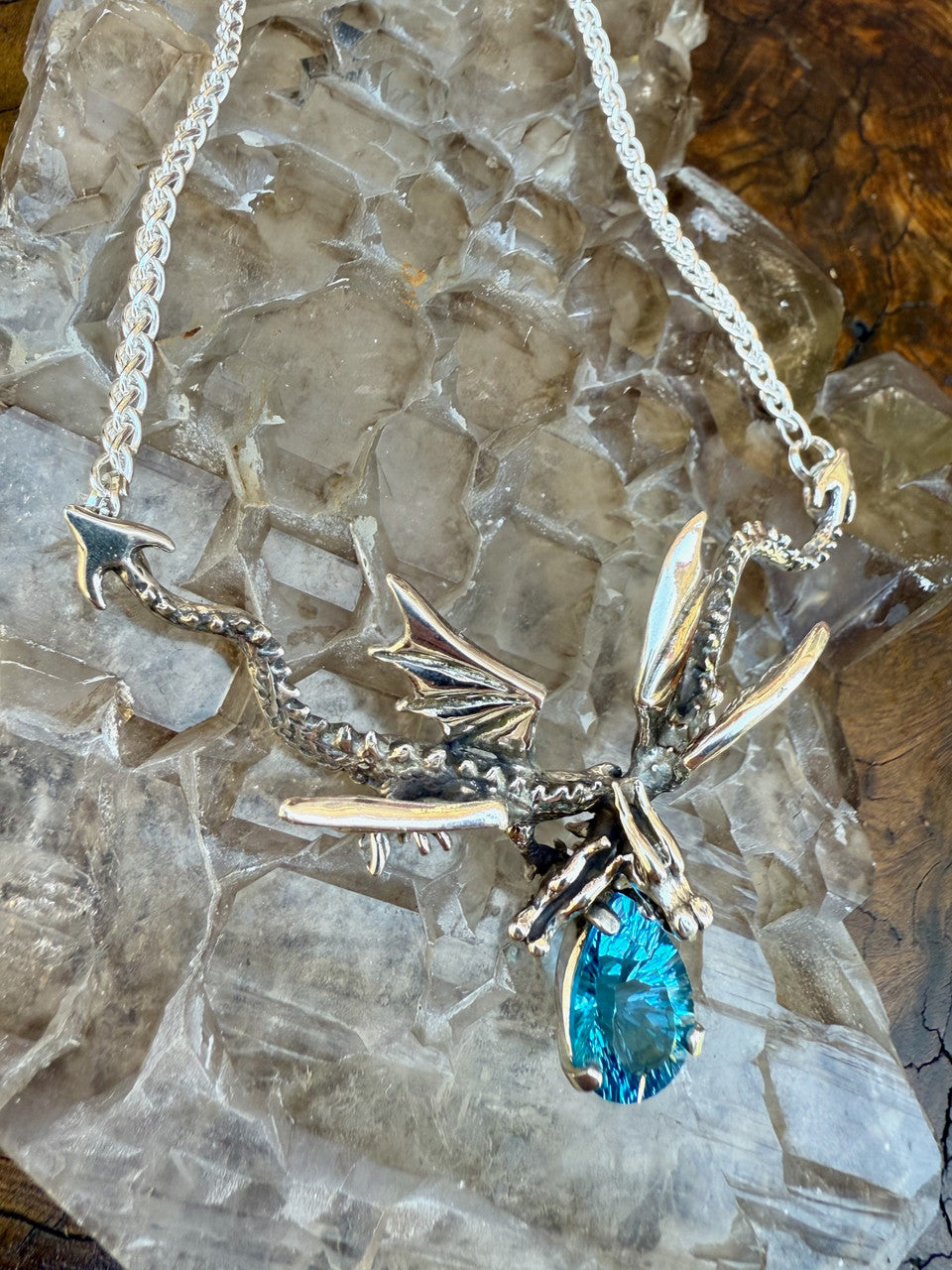 Eternity Dragon with Blue Topaz - Silver