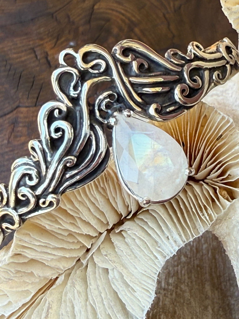 Cascade Cuff Bracelet with Moonstone - Sterling Silver