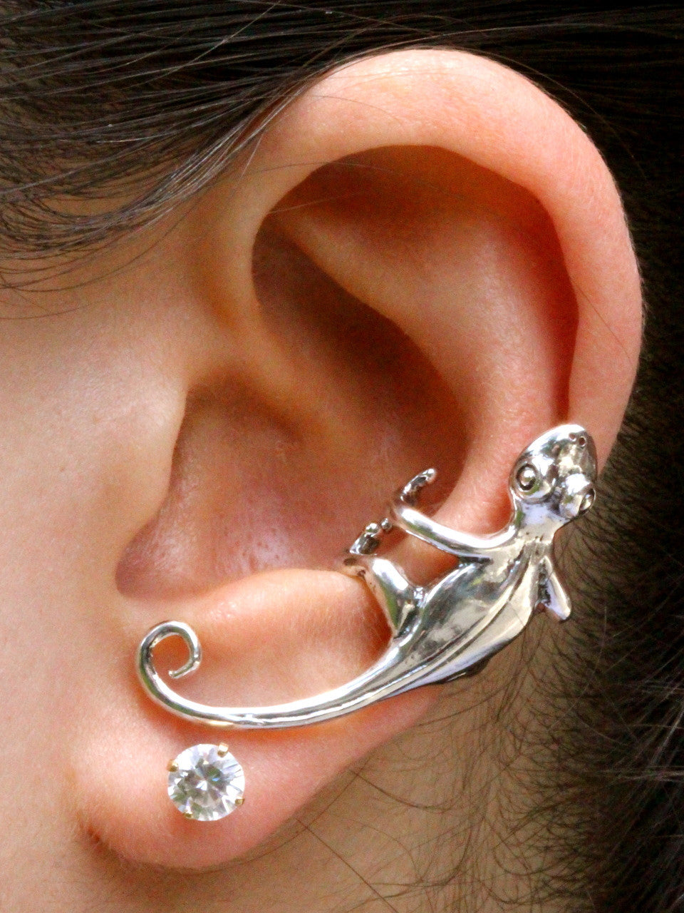Gecko Ear Climber Cuff - Sterling Silver