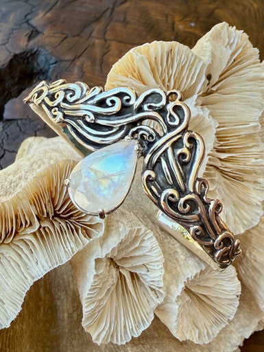 Cascade Cuff Bracelet with Moonstone - Sterling Silver
