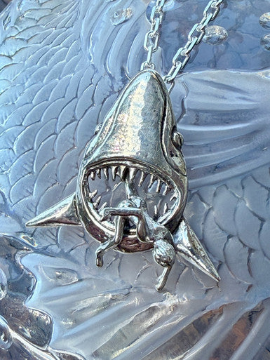 Shark Attack Jaws Pendant - Sterling Silver