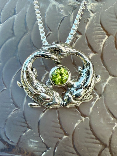 Koi Love Charm with 4mm gemstone - Sterling Silver