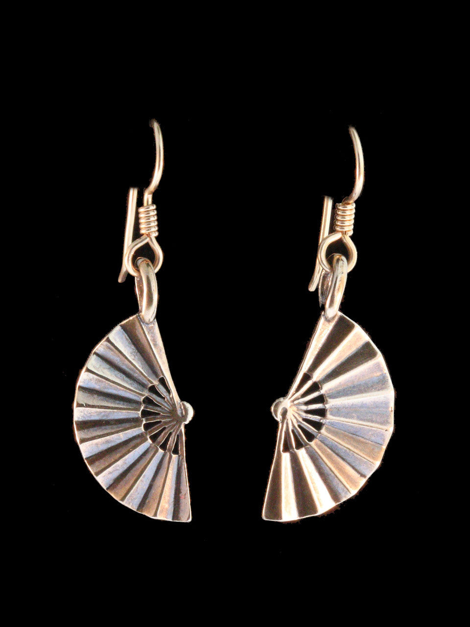 Japanese Fan Earrings - Bronze