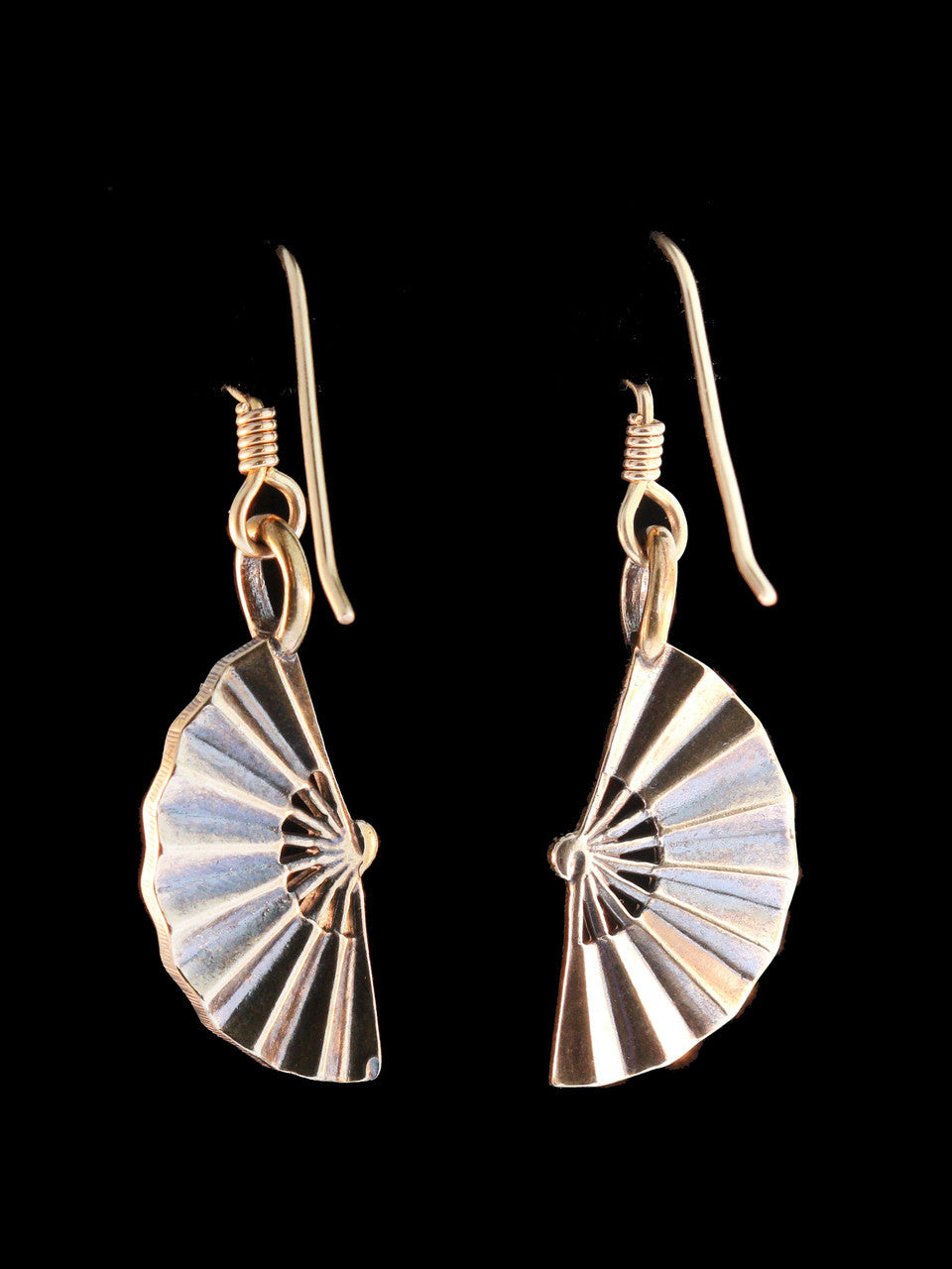Japanese Fan Earrings - Bronze