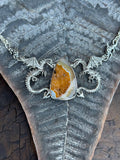 Spike Dragon Neckpiece with Druzy Quartz - Sterling Silver