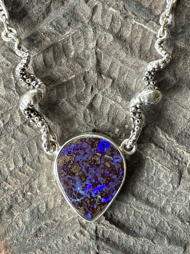 Australian Boulder Opal and Tentacle Neckpiece - Sterling Silver - SOLD