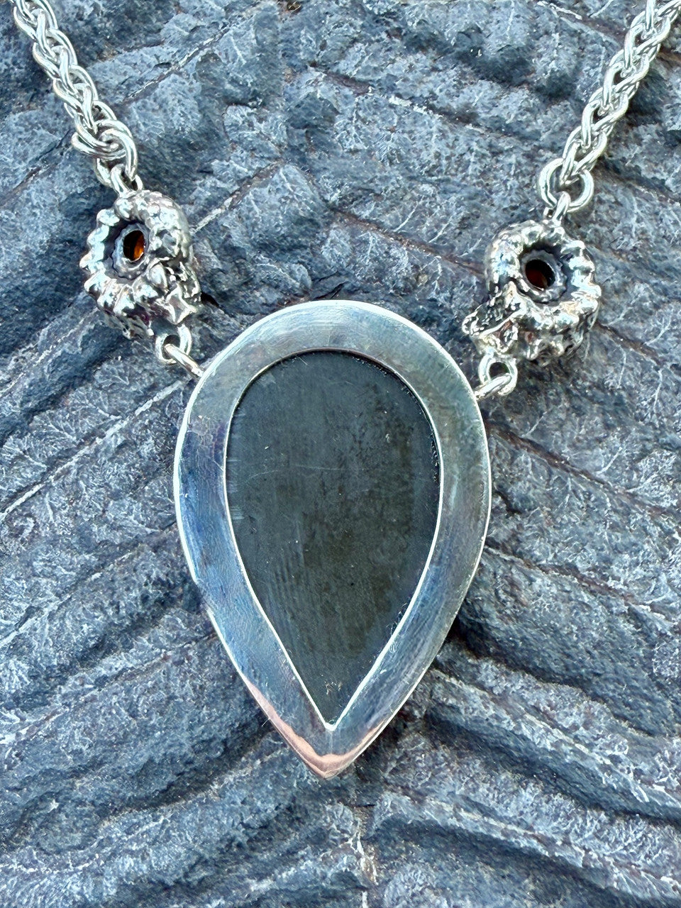Reverse of Pyritized Ammonite Neckpiece - Silver