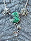Green Man Emerald Crystal Neckpiece - Silver