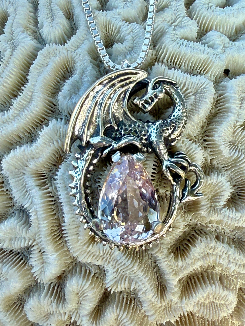 Avalon Dragon with Kunzite - Silver