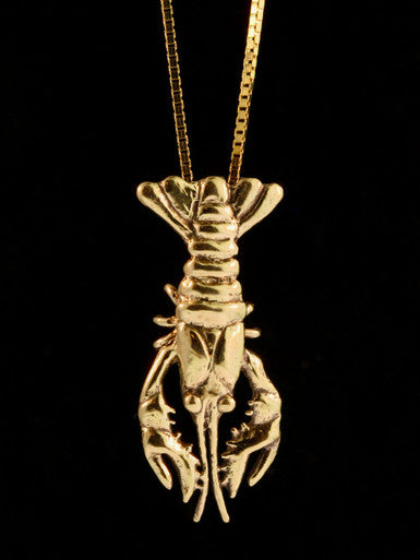 Crawfish Lobster Pendant - Open Claw Code Mascot - Solid 14k Gold