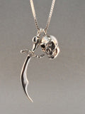 Skull and Scimitar Charm Necklace - Sterling Silver